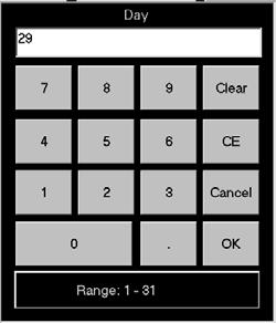 Getting Started Common Controls and Elements Field Name Edit Box Acceptable Range FIGURE 2-16 Keypad Dialog Box The keypad dialog box includes: The name of the selected field An Edit