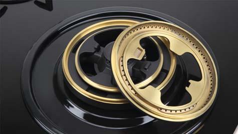 < BRASS BURNER CAP Brass burners are usually found on high-end gas hobs.