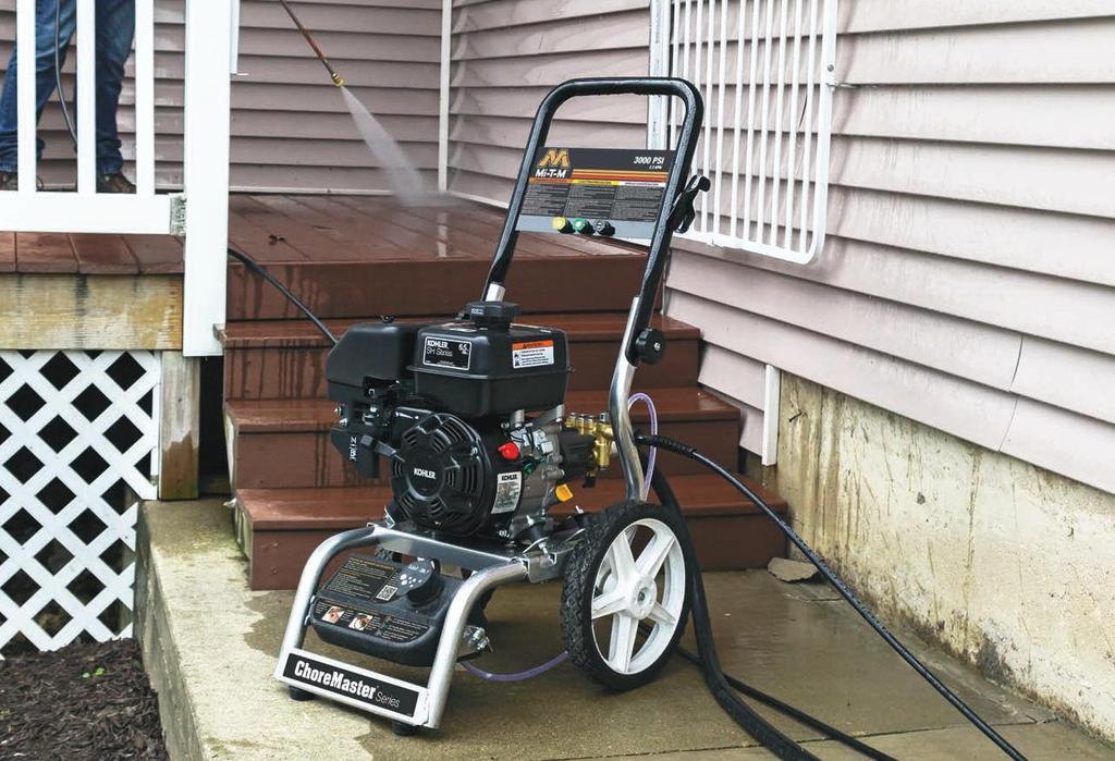 Cold Water Pressure Washers CM-3000-4MKC ChoreMaster Series Gasoline Direct Drive Horizontal Clean dirt and grime from home exteriors, outdoor equipment and just about any surface with the handy CM
