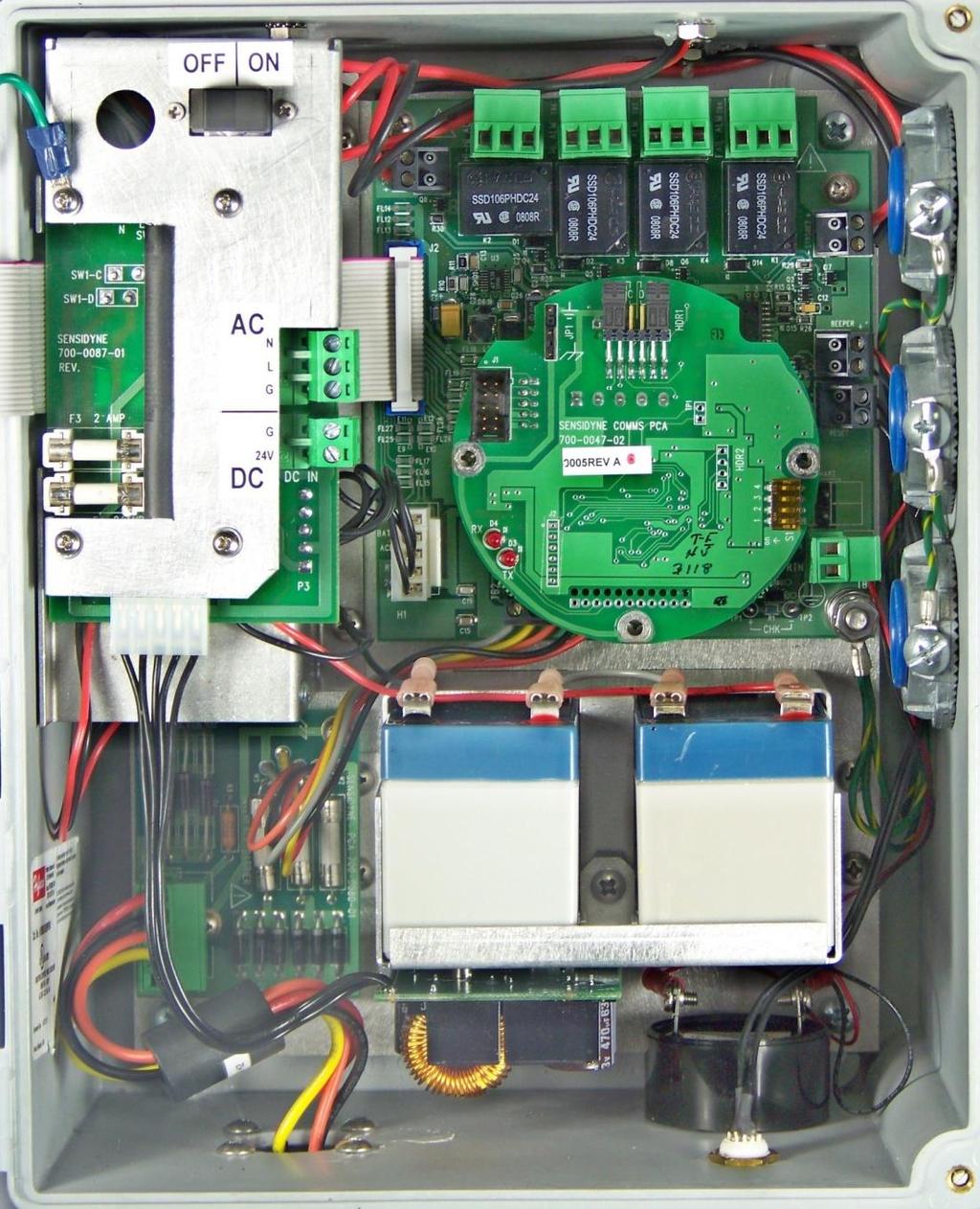 3 Power Assembly TB1, TB2 AC Power and, or External 24 VDC Power are connected to
