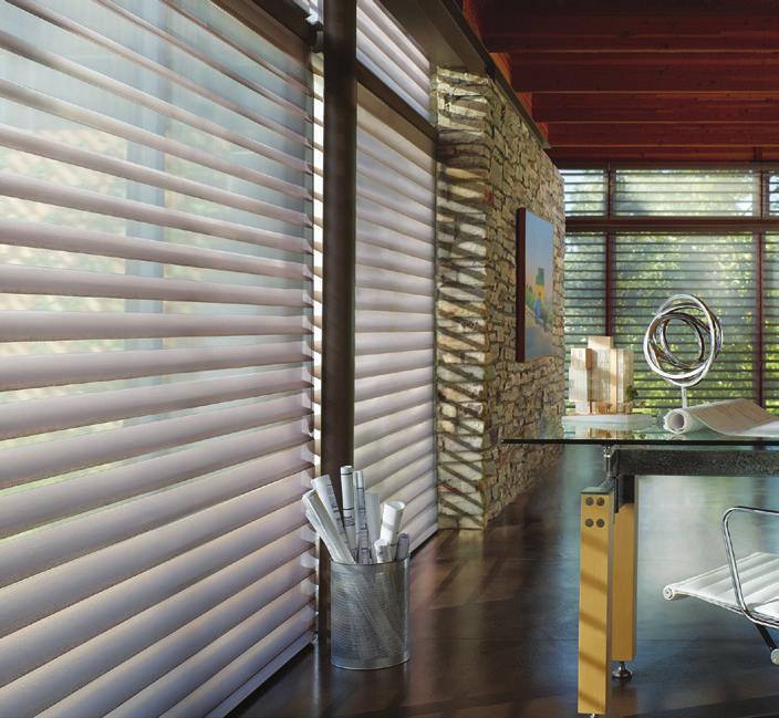 Luxaflex Silhouette Shadings Luxaflex Duette Shades Vertiglide Signature S-vane suspended between two sheer facings Coordinate with Luxaflex Luminette