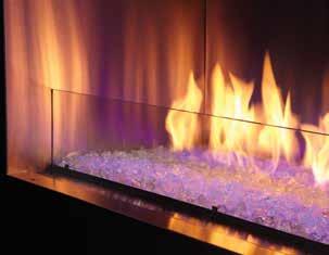 Multicolored LED lights shine through the crushed glass firebed and can even be used when the fireplace is off Stainless steel interior reflects and magnifies flames Rust-resistant stainless steel