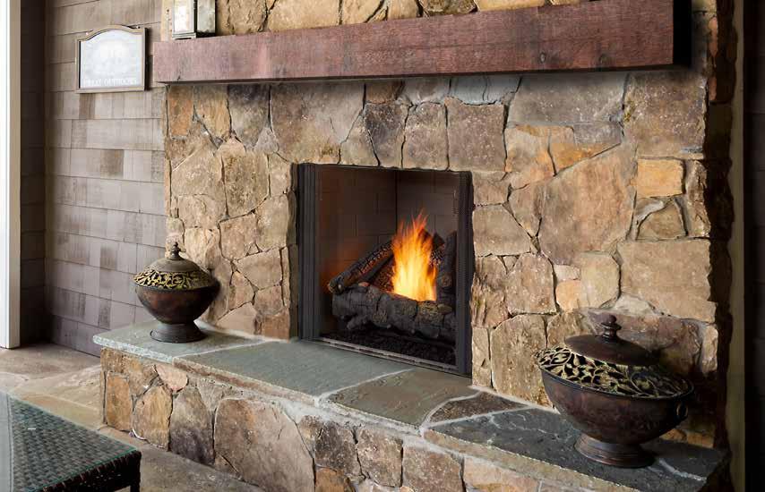 GS FIREPLES ourtyard 36 shown with standard brick interior and standard logs OURTYRD OUTDOOR GS FIREPLE The ourtyard outdoor gas fireplace is the perfect blend of artistry and