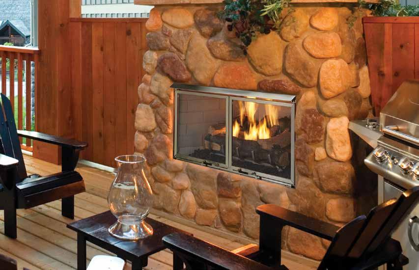 GS FIREPLES Villa Gas shown with traditional brick interior and optional stainless steel operable doors VILL GS OUTDOOR GS FIREPLE The Villa Gas is a versatile outdoor gas fireplace at a value price.
