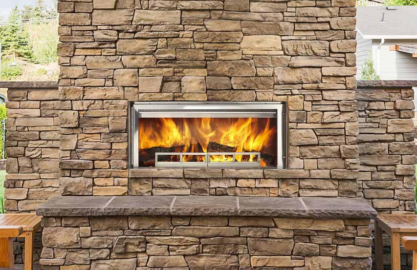 WOOD FIREPLES WOOD FIREPLES Longmire shown with stainless steel front and closed glass door LONGMIRE OUTDOOR LINER WOOD FIREPLE The Longmire offers fireplace sights,