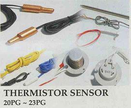 ELECTRONIC COMPONENTS THERMISTOR SENSORS Sensors utilizes thermo resistance characteristics of NTC and PTC thermistors integrated with a heat-sensitive ceramic semiconductor element.