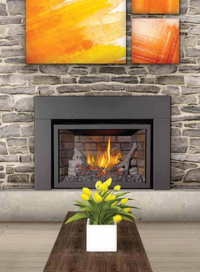 XIR3 shown with five piece painted black surround and Newport deluxe brick panels