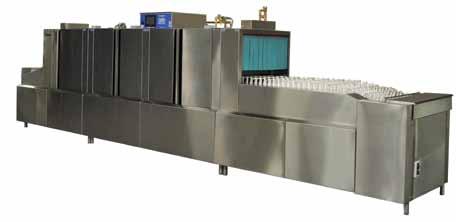 Flight Type Dishwashers (Rackless) Insinger Advantages: 14,300 dishes per hour /124 gallons per hour Superior cleaning with the patented CrossFire Wash System Interior lights for efficient daily