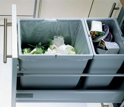 motion ensuring silent movement Glass-fibre reinforced carrying handles allow comfortable removal of the bins