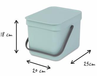 The 6-litre bin with stay-open lid is perfect for disposal of organic waste right on the kitchen counter while