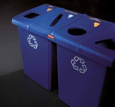 WASTE MANAGEMENT: Recycling MULTIPLE STREAM SORTING Use any combination of the restricted opening tops to sort up to four separate waste streams. Tops snap securely into lid.