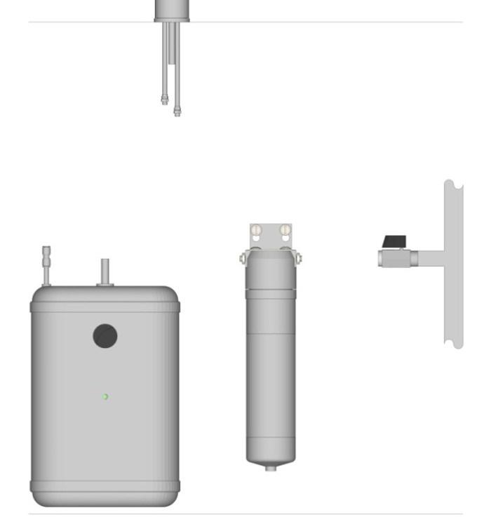 Diagram 15) DIAGRAM 16 Water out Fix filter to the wall of the cabinet using screws supplied Water in The direction of the water flow through the filter is important so check the
