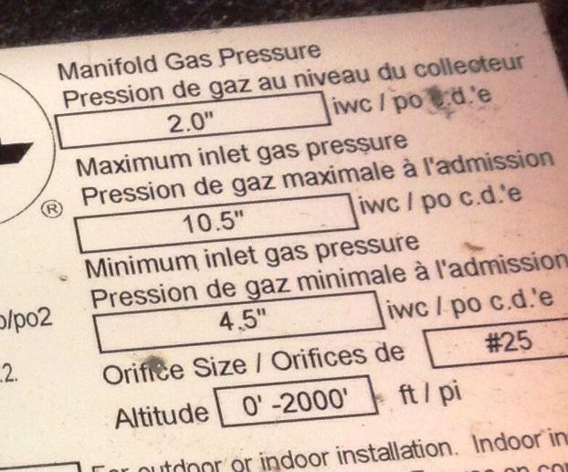 of gas How much gas Minimum Inlet Pressure