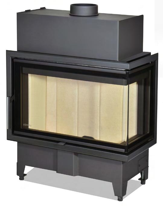 SEVERN SLIM Straight fireplace insert Suitable for low-energy houses Intended for convection as well as Chamotte combustion chamber Adjustable legs Glass with printed decor rolled profile Build-up