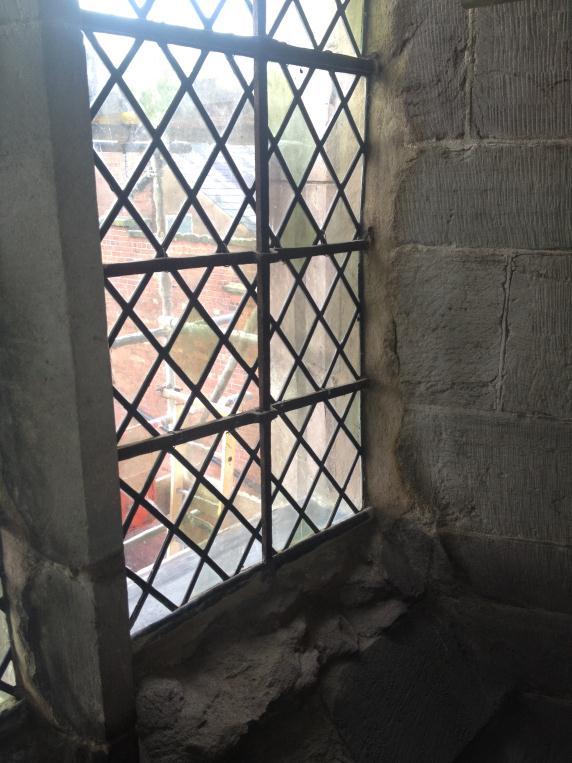 Beneath this window is the fine alabaster memorial to Dame Eure. Both window cill, wall and memorial had suffered years of ingress of rainwater due to the failing window.