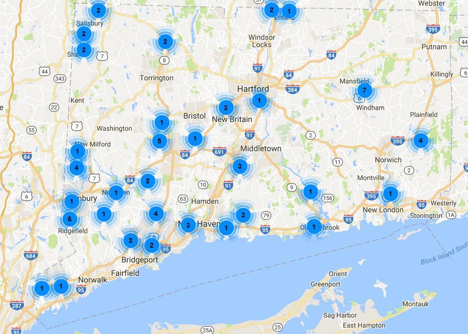 Najas minor in Connecticut: 45 sites within 21