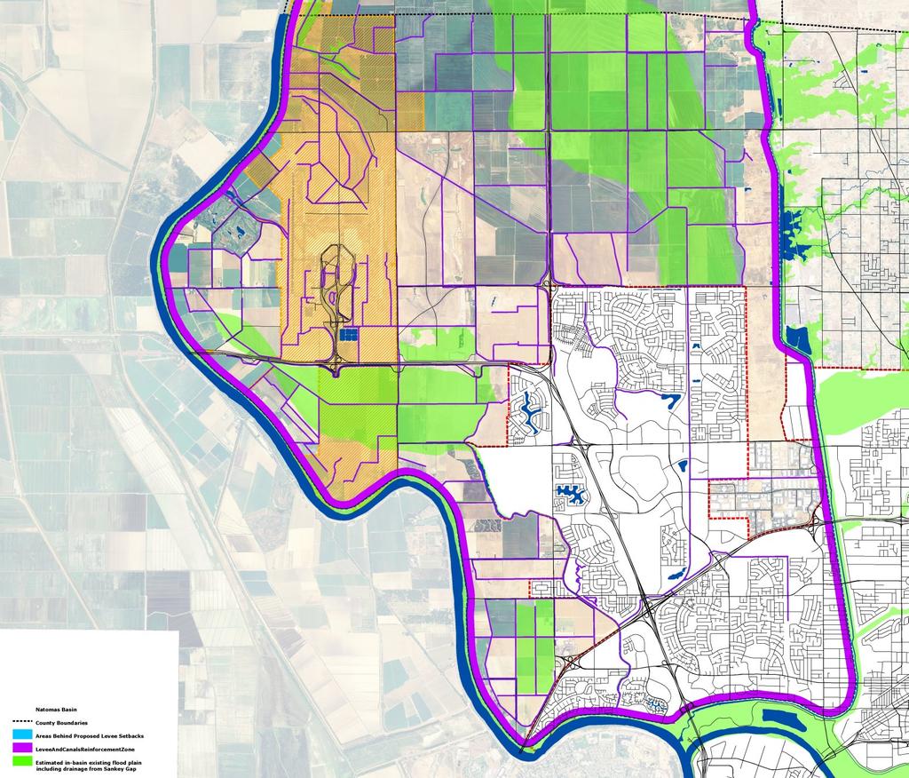Flood Plain & Flood Protection Features Green area represents estimation of the existing flood