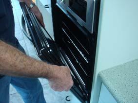 If stains are particularly tough to remove, use cleaners specifically recommended to clean ovens and follow the instructions provided. Never use a steam cleaner to clean the inside of this oven.