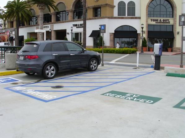 reserved for disabled persons. Option 2 provides a location that has a shorter travel distance for disabled persons and can be easily installed in a new parking lot.