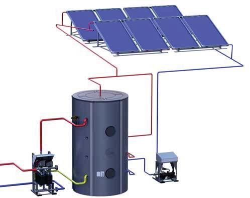 The system combines a number of efficient BT Commercial Solar Collectors with a centralised Heat Store to extract the sun s free energy and hold it ready for use.