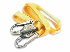 The back pad is made of " wide yellow nylon and has a -/" waist strap with tongue buckle for secure closure. A steel D-ring is attached to the belt to secure a safety lanyard.
