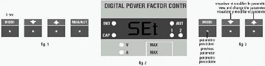 LED V RMS voltage Max voltage value A RMS Current Max current value Kvar Kvar required to reach set point Kvar Steps required to achieve set-point WEEK P.F.