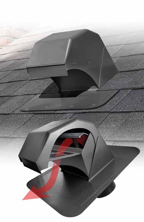 Gooseneck ROOF DRYER EXHAUST VENT Resistant to: WIND 5 of additional height for snow clearance Large flange ensures simple installation SNOW RAIN UV CRUSHING & DENTING Internal angled flapper Molded