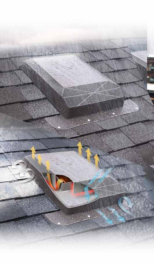 PRO Slant Back Warm moist air exits in a chimney like fashion eliminating shingle stains Unique baffle system wards off wind driven snow and rain Resistant to: Offset Vent Throat Position Drainage