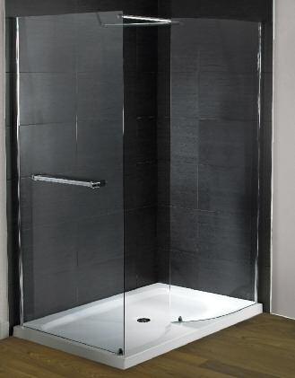 Fresssh Bathrooms Showering DLX WALK-IN SHOWER ENCLOSURE Frameless styling Left or right hand fit Integral towel rail Easy installation 20mm adjustability for out-of-true walls All dimensions in mm