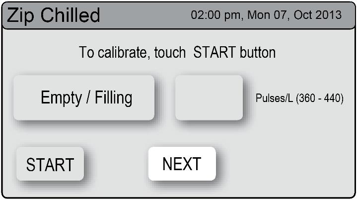 NOTE: at first commissioning, the system will select the filter flush screen automatically.