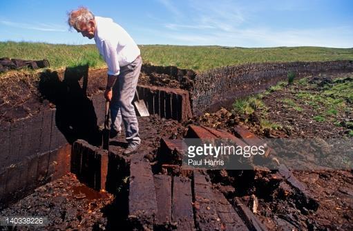 Digging peat, a