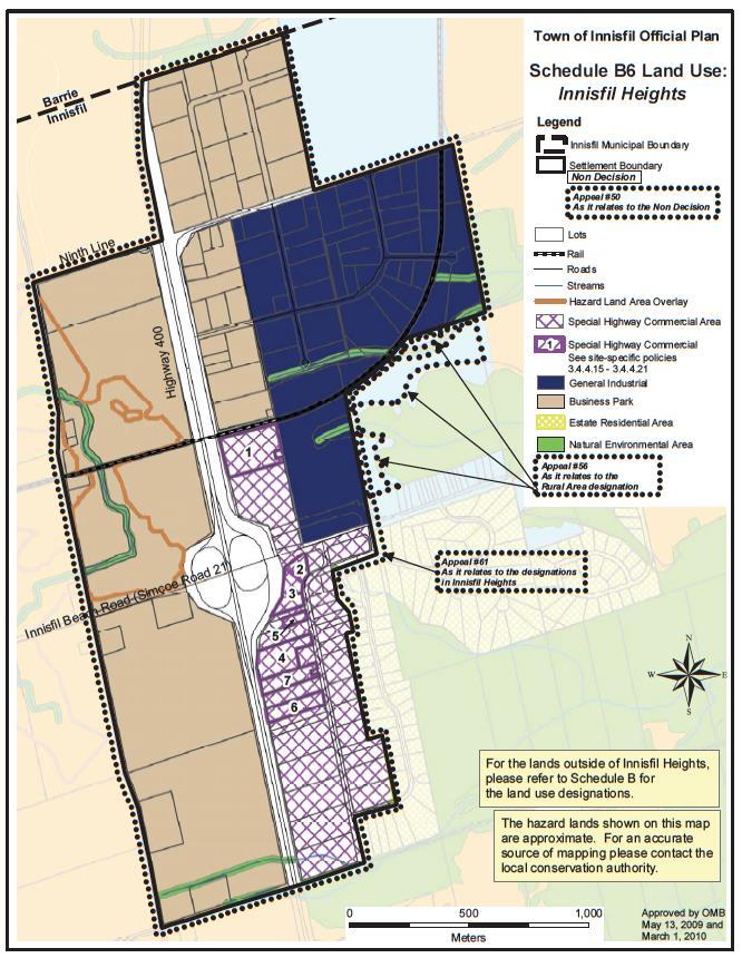 Current Planning Context Town (2006) OP Innisfil Heights under appeal Most lands