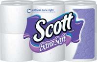 , 4 1 /2'' x 4'', White, 2-Ply 15408336$ 40/cs. Scott Extra soft bath tissue. 15401117 44132 469 ct., 4 1 /5'' x 4'', White, 1-Ply 15401117$ 48/cs.