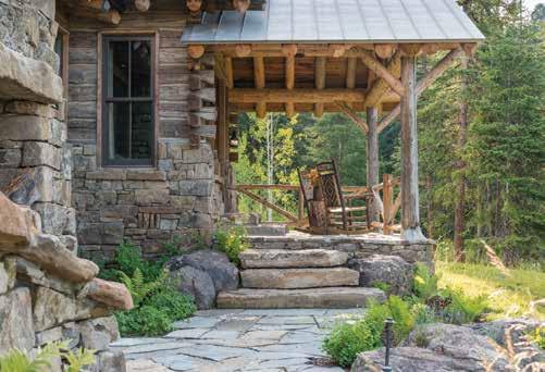 They wanted to be able to walk up to the main entry and A back porch makes the most of indoor outdoor living in the best rustic tradition.