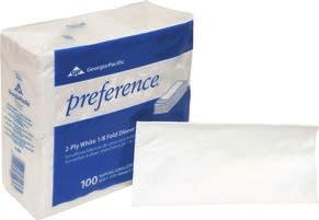 Such facilities may not exist in your area. White, one-ply. Open 9 x 12; folded 3 1 2 x 4 7 8. 250 napkins per pack. 32 packs (8000 napkins) per case. GP 392-02 G G.