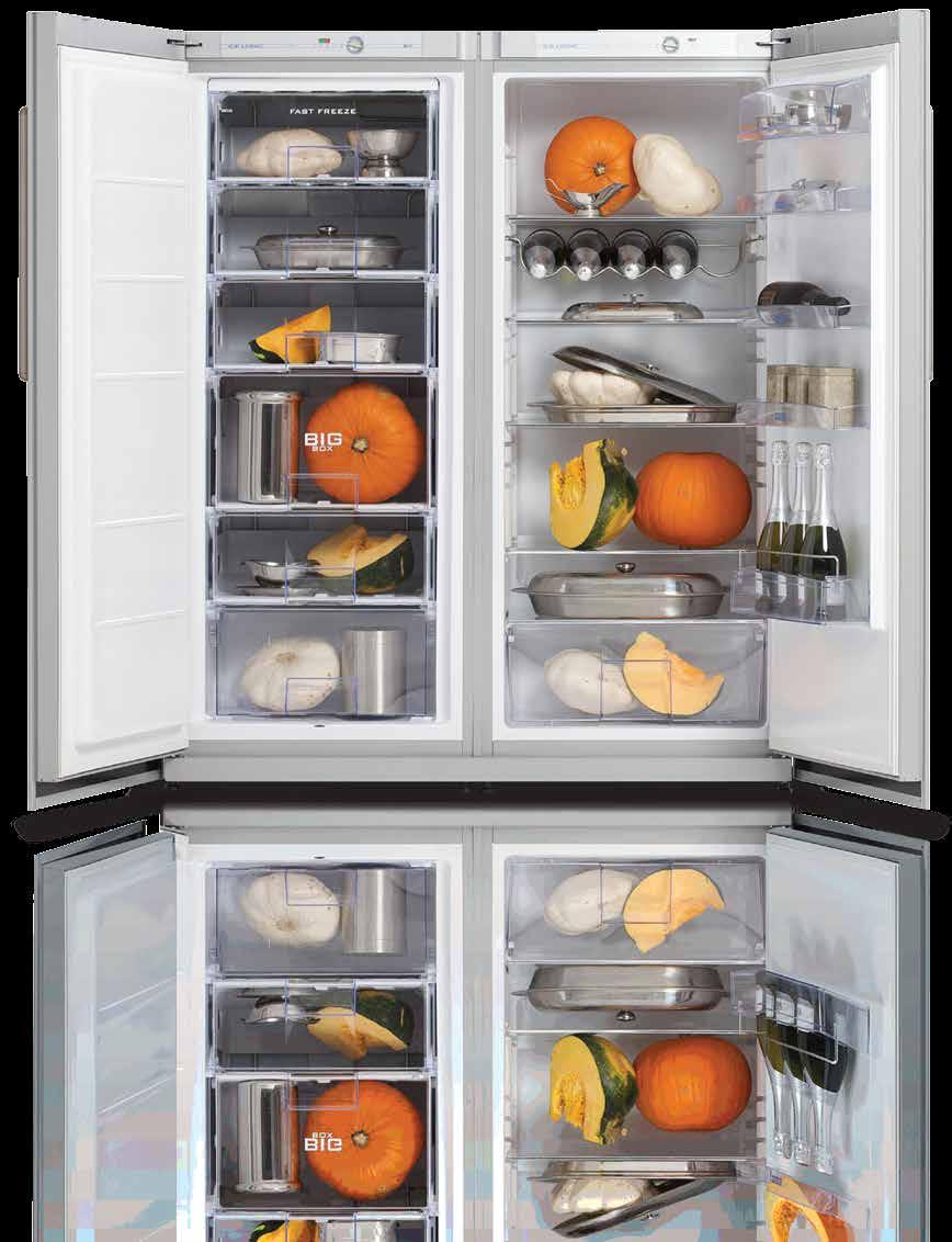 products Refrigerator : lighting 4 adjustable safety glass shelves Special shelf for bottles Glass shelf above vegetable and fruit drawer Drawer for vegetables and fruits with lid 3 adjustable