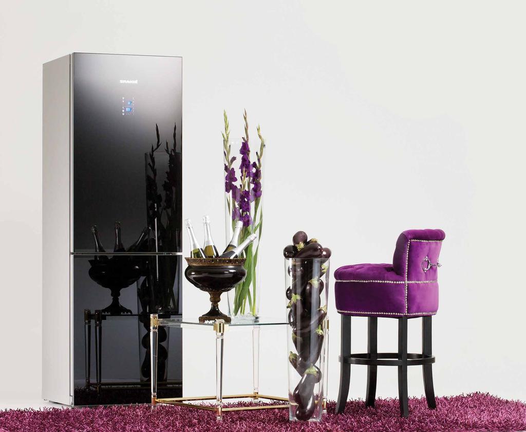A magically glowing glass surface, sleek lines, classic and ever-fashionable black, red, and white colour: SNAIGĖ GLASSY is a truly distinctive refrigerator.