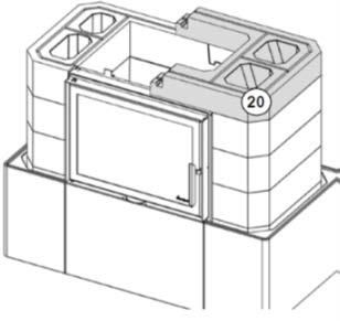 When installing the door frame (19), the double gasket on the door frame goes to the top.