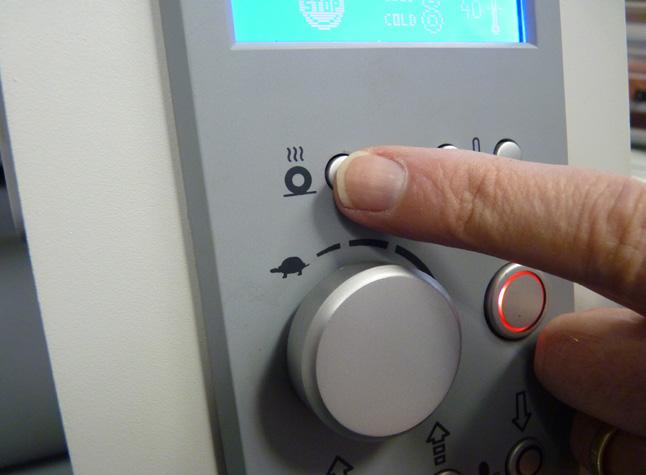 Set the temperature to approximately 40C using the up or down buttons.