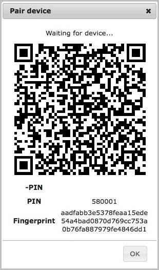 Pairing via QR-Code Easy pairing via generated QR-Code from the WebUI of the