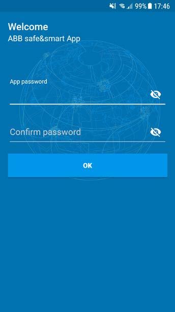 ABB safe&smart App Operating Instructions Open the ABB safe&smart app The first time you launch the app you will need to set and confirm an app password The app password is the first security level