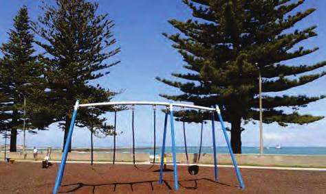 fountain or shelter Some compliance issues related to lack of scuff pads under swings and infant and child swing sets
