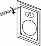 L226W, LS326W 1. Remove the plastic paint shield from the speaker frame. 2. Determine the correct speaker location. NOTE: Use the included template when cutting the drywall. 3.