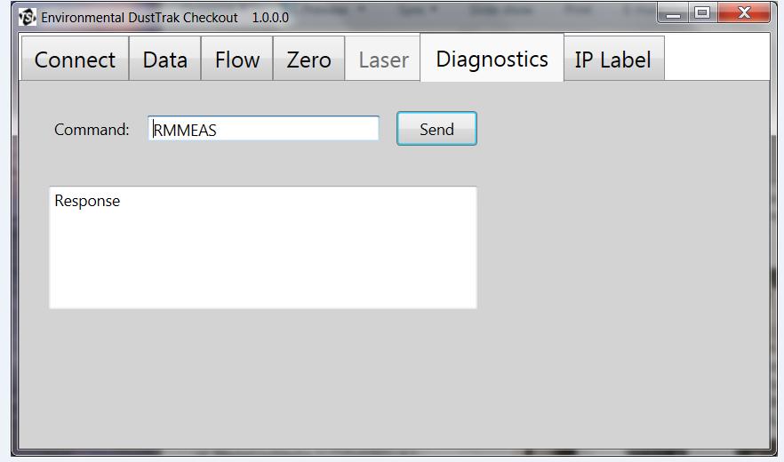The Diagnostics Tab opens a command window that can be used to send instructions to