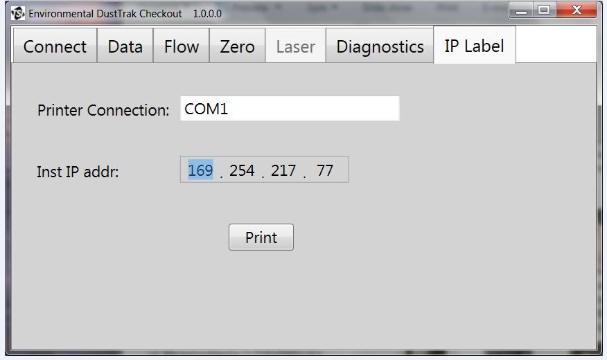Figure 13: Checkout Application Diagnostics tab The IP Label tab opens a printer