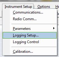 Setting up Logging Parameters on the DustTrak Software Select Instrument Setup -> Logging Setup.