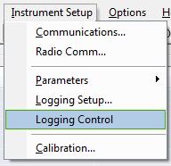 First Select Logging control Select Instrument Setup -> Logging Control.