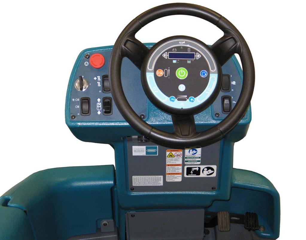 OPERATION CONTROLS AND INSTRUMENTS A B K J C I D H G E F A. Steering wheel B. Touch panel C. Side brush switch (option) D. Spray nozzle switch (option) E. Brake pedal F.