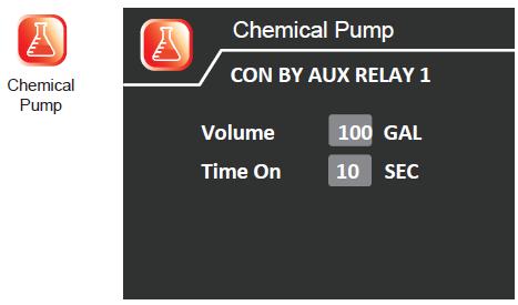 14 Press the UP / DOWN button to highlight the desired menu icon. Press the SET button to enter the Chemical Pump menu.