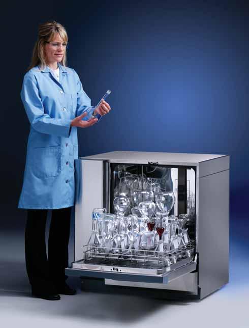 OVERVIEW Left: The FlaskScrubber Vantage Series Laboratory Glassware Washer has advanced features for monitoring and controlling contaminants, including water conductivity sensor, HEPA filtered